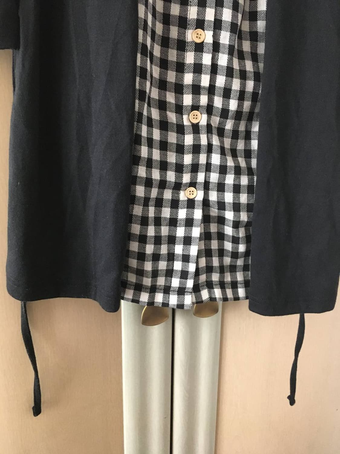 일본빈티지 바선생핏 체크 블랙 화이트 원피스 하구미 상품이미지3