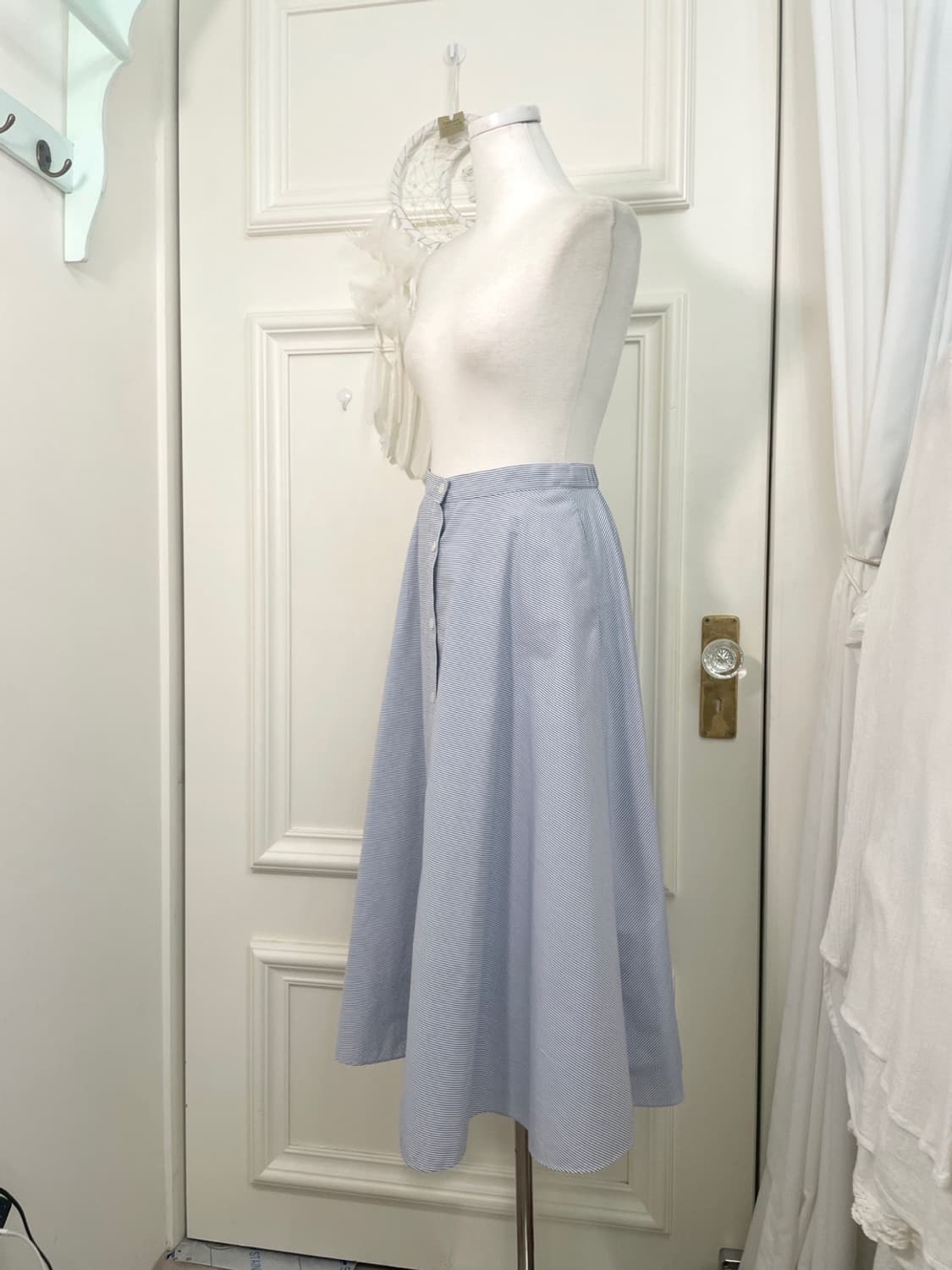 blue white stripe summer flare skirt 상품이미지2