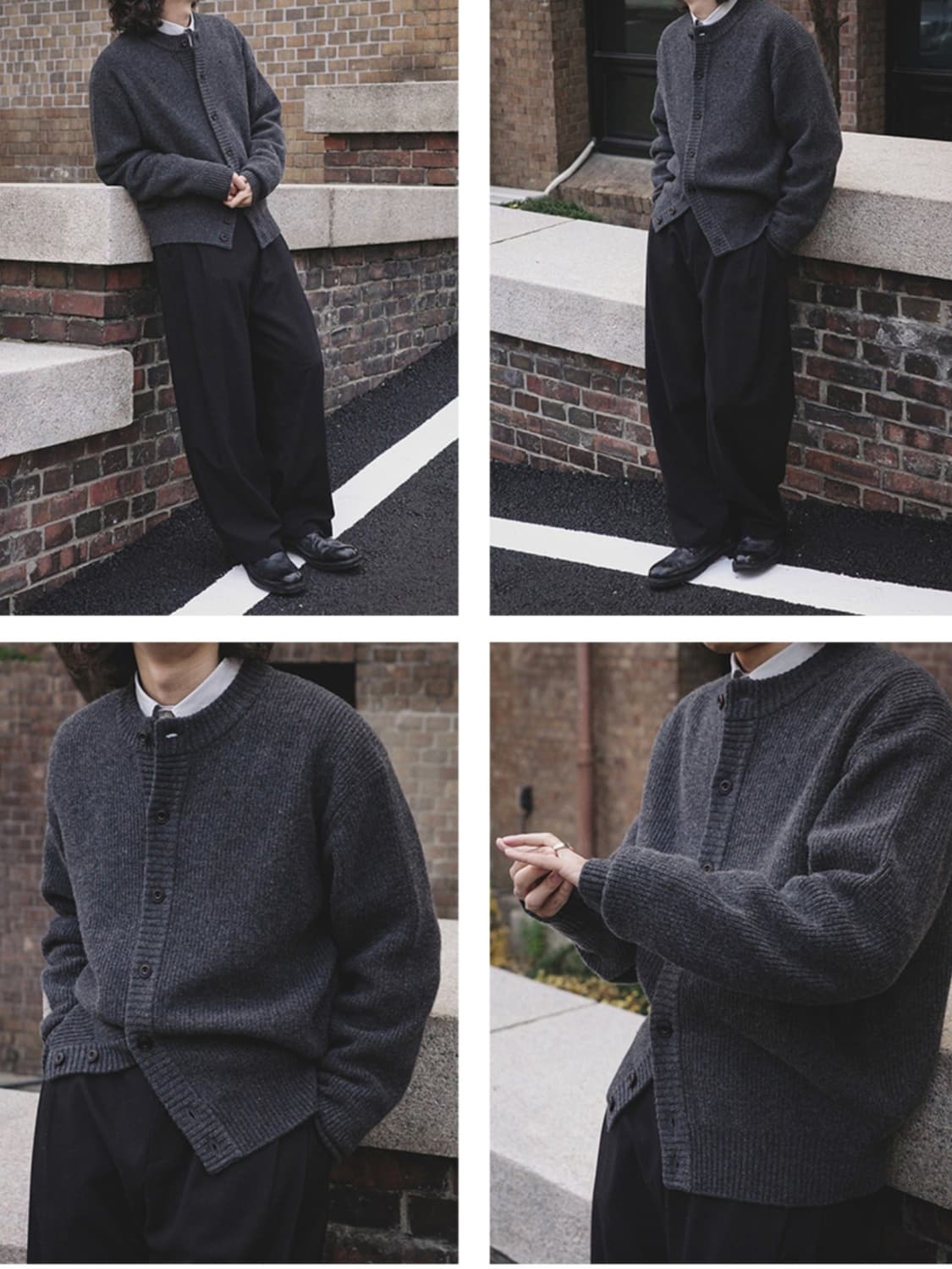 유니온블루 유블 스트럭처 가디건Xl 차콜 상품이미지3