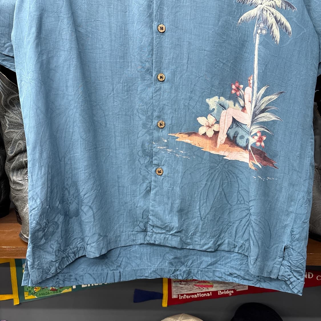 90s 토미바하마 플로럴 자카드 하와이안걸 프린팅 셔츠 N1270 상품이미지4