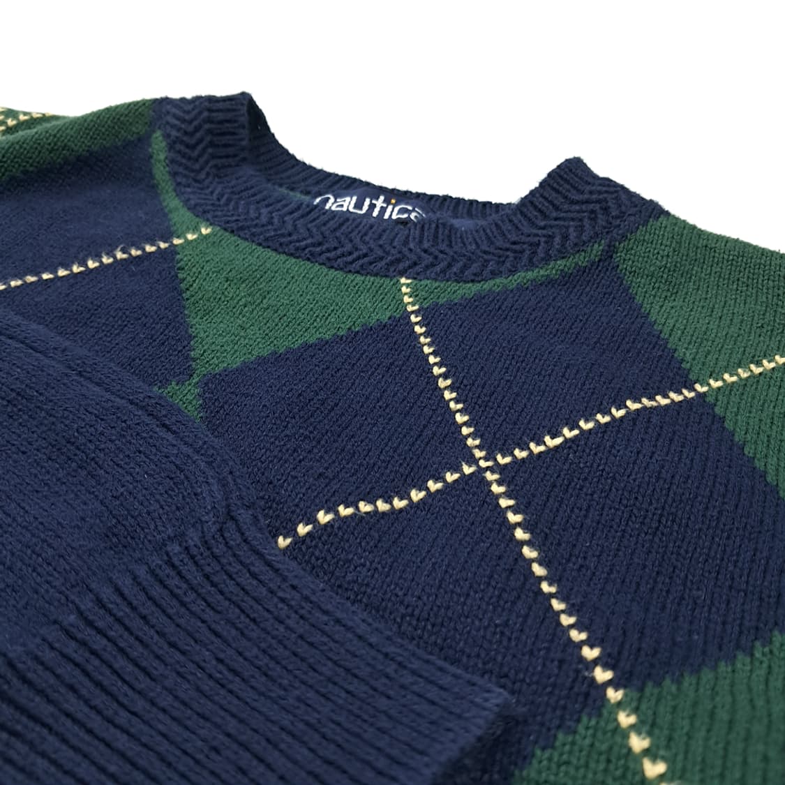 CL266 M 노티카 90s 홍콩판 코튼 아가일 네이비그린 니트 스웨터 상품이미지4