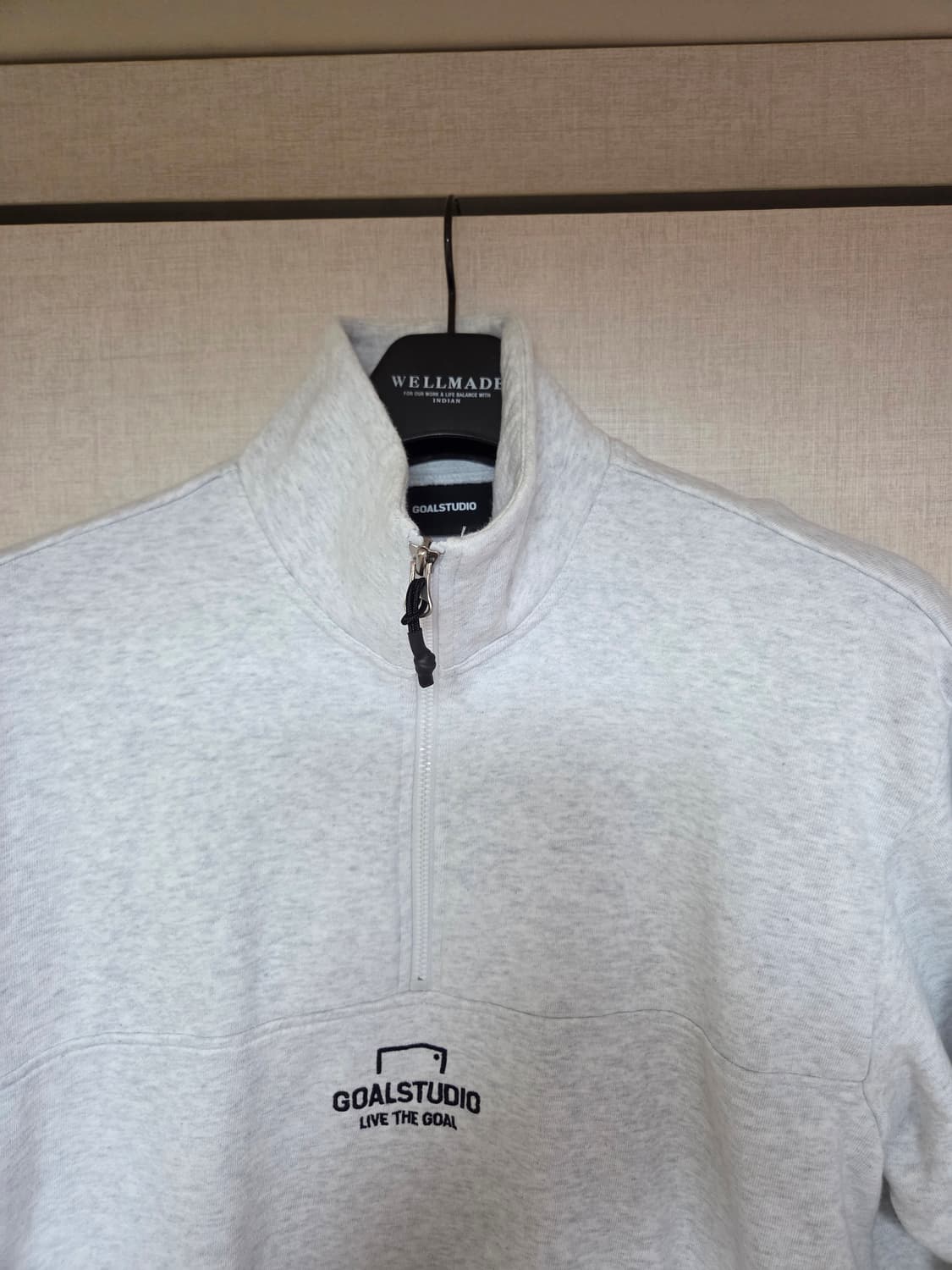 GOALSTUDIO 하프집업 맨투맨 그레이,  상하세트 상품이미지2