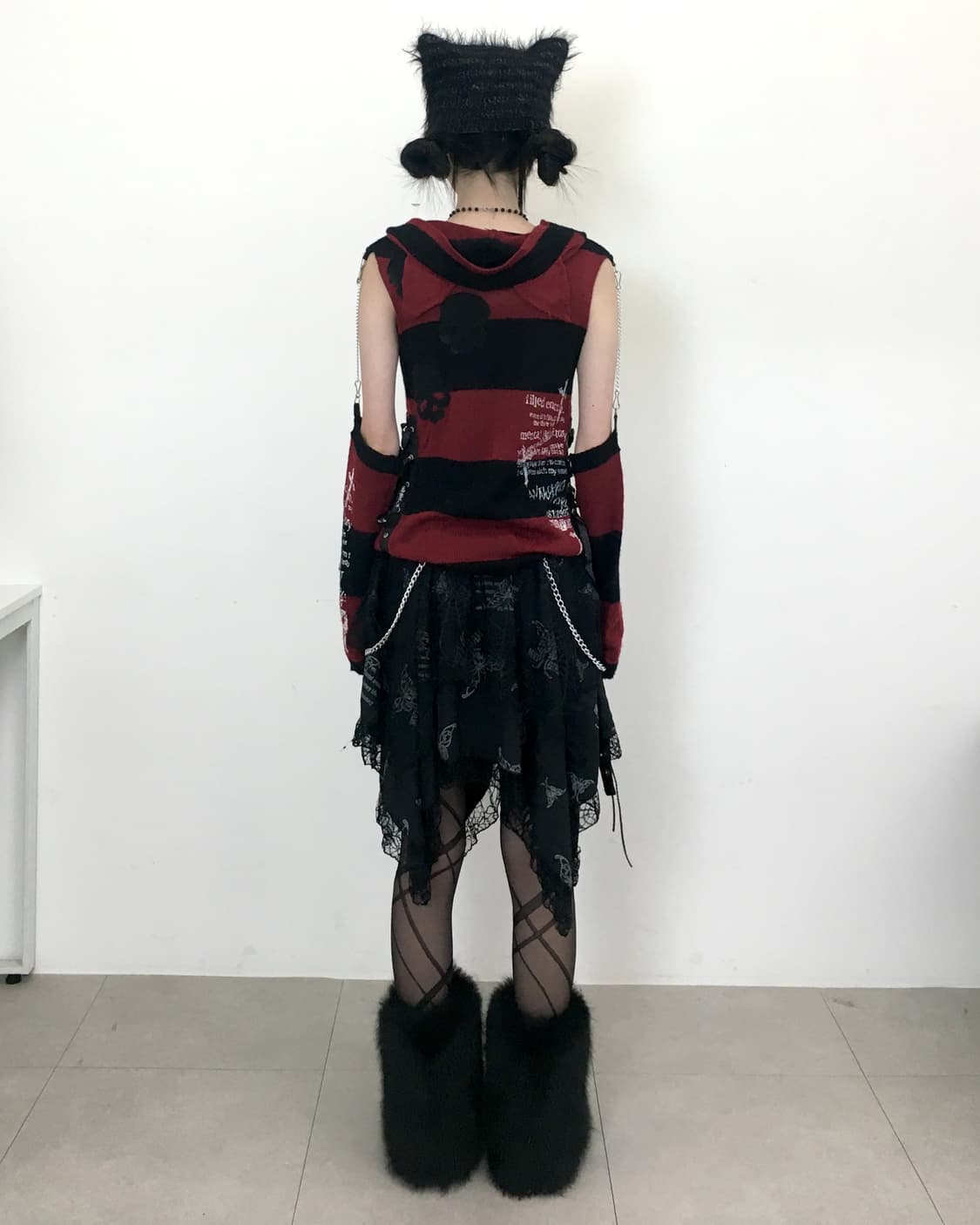 매드펑크 고양이 귀 니트 베스트 워머 세트 상품이미지3