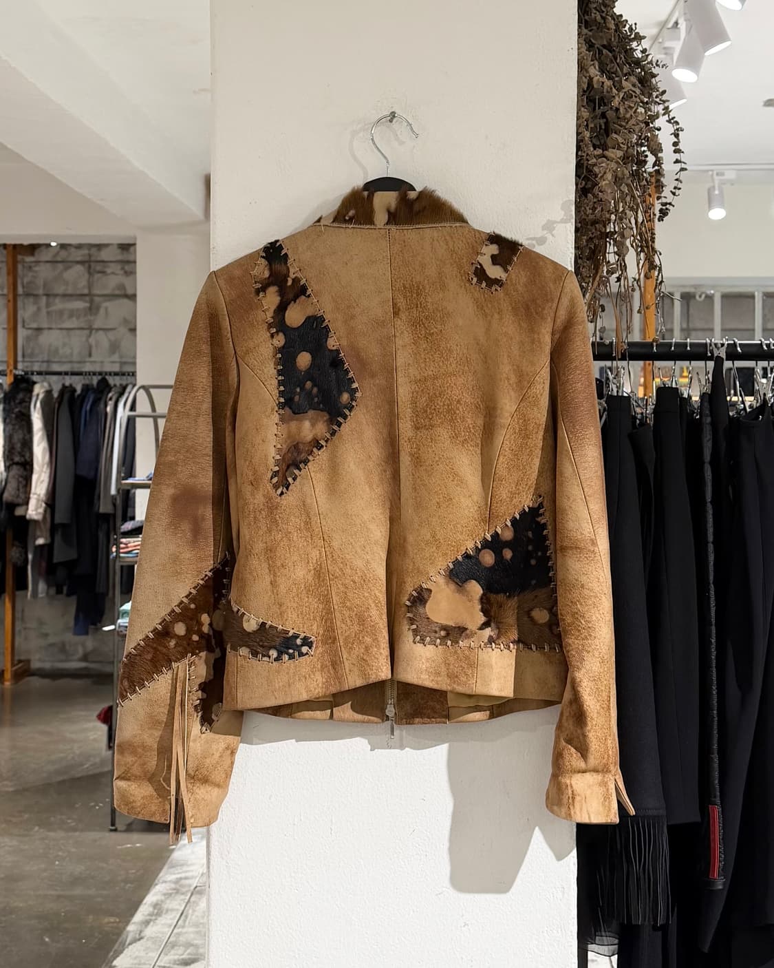 빈티지 브라운 패치워크 레더 자켓 상품이미지6