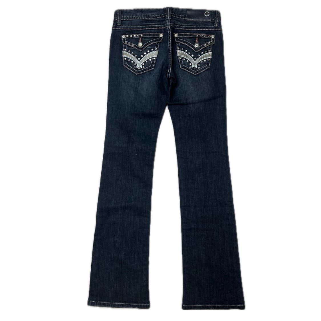 Vtg Y2k 오네갸루 핑크 큐빅 진청 로우 세미 부츠컷 상품이미지1