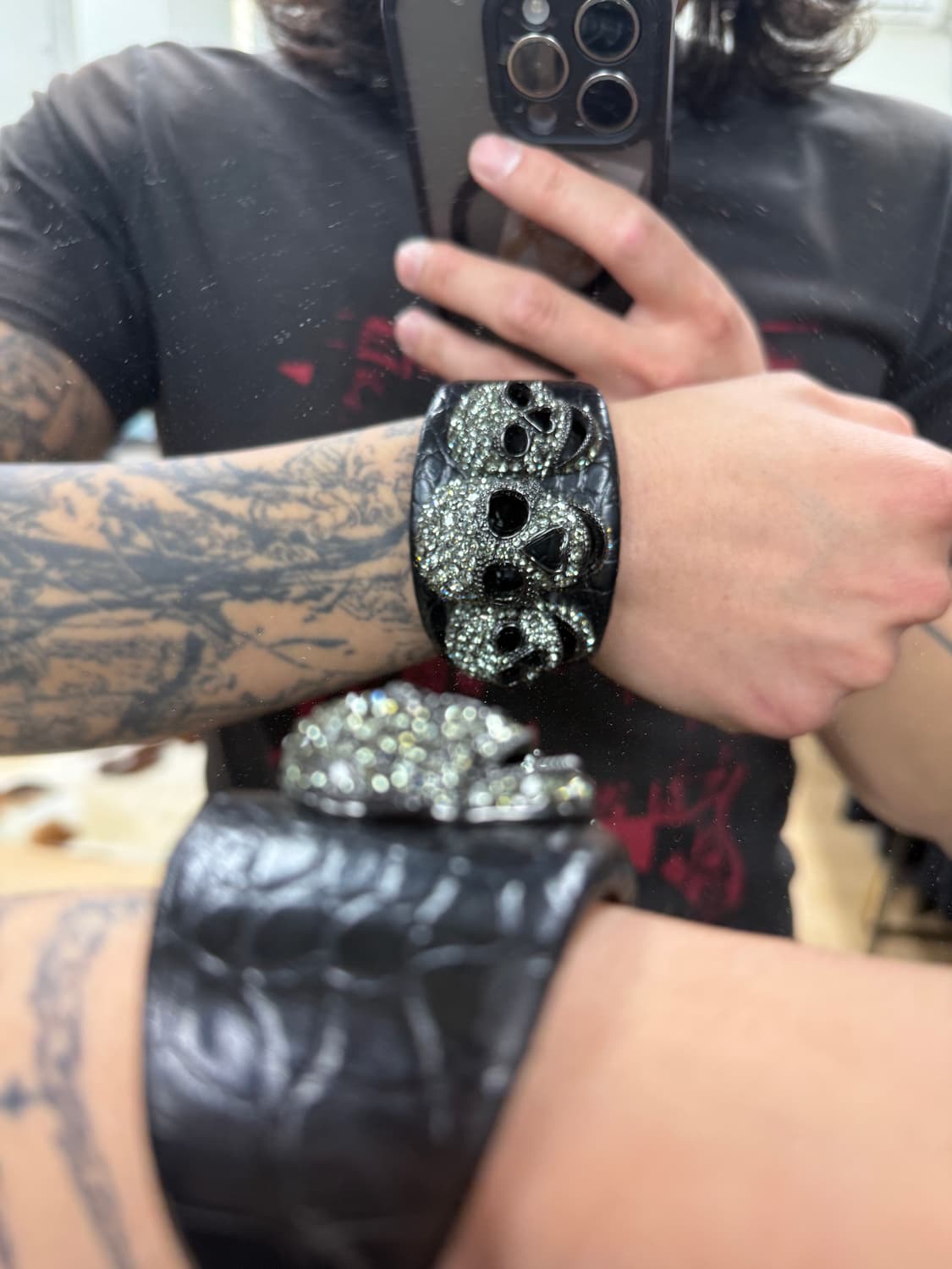 Butler & Wilson 크리스탈 스컬 레더 뱅글 상품이미지4