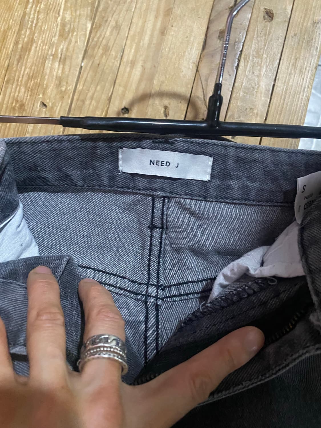 NEED J 흑청 데님 카고 롱 스커트 S 상품이미지7