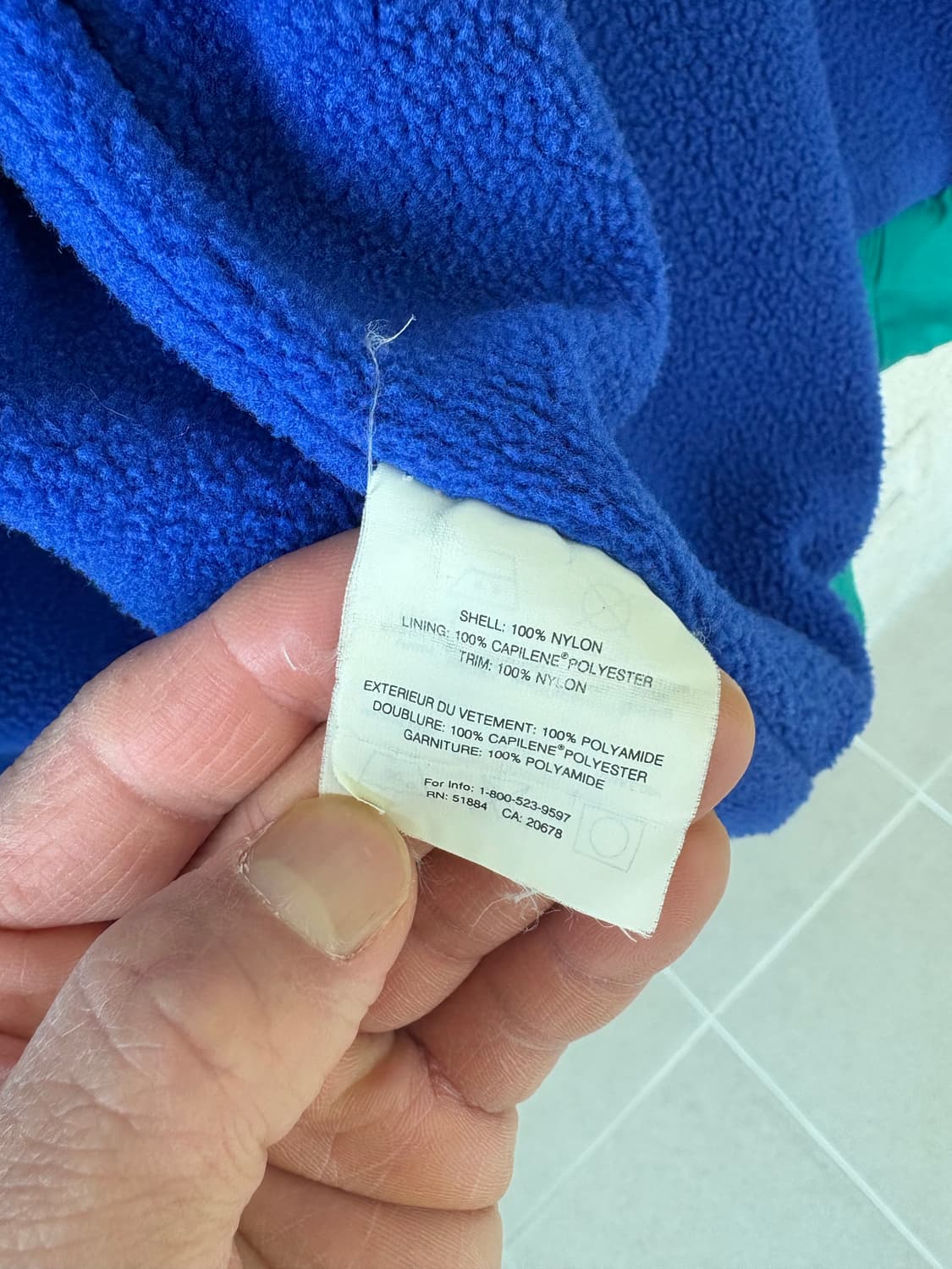 80's 빈티지 파타고니아 쉘드 봄버 신칠라 자켓 틸그린/블루 L 상품이미지9