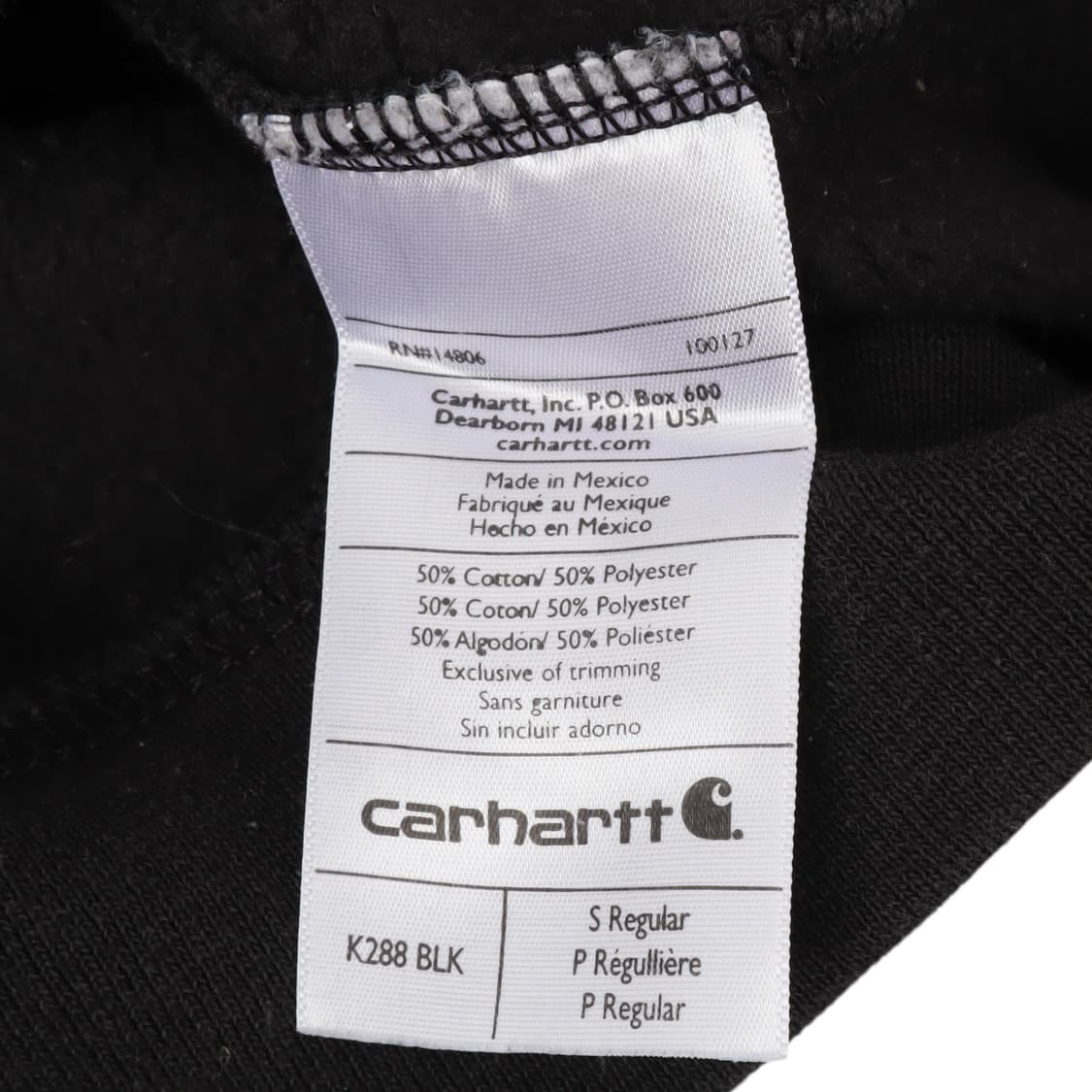 칼하트 k288 블랙 코튼 후드티 상품이미지9