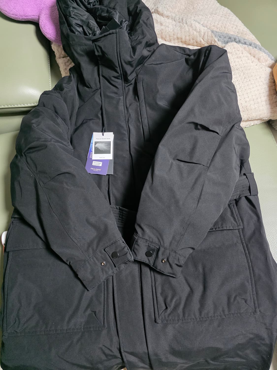 메종미네드 블랙 더블 롱 구스다운 s 상품이미지1