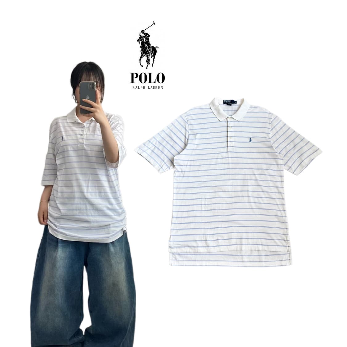 폴로 포니 스트라이프 PK 카라 반팔 티셔츠 상품이미지1