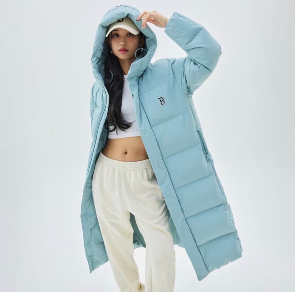 MLB 베이직 메가로고 후드 롱패딩 화이트 라지 상품이미지10