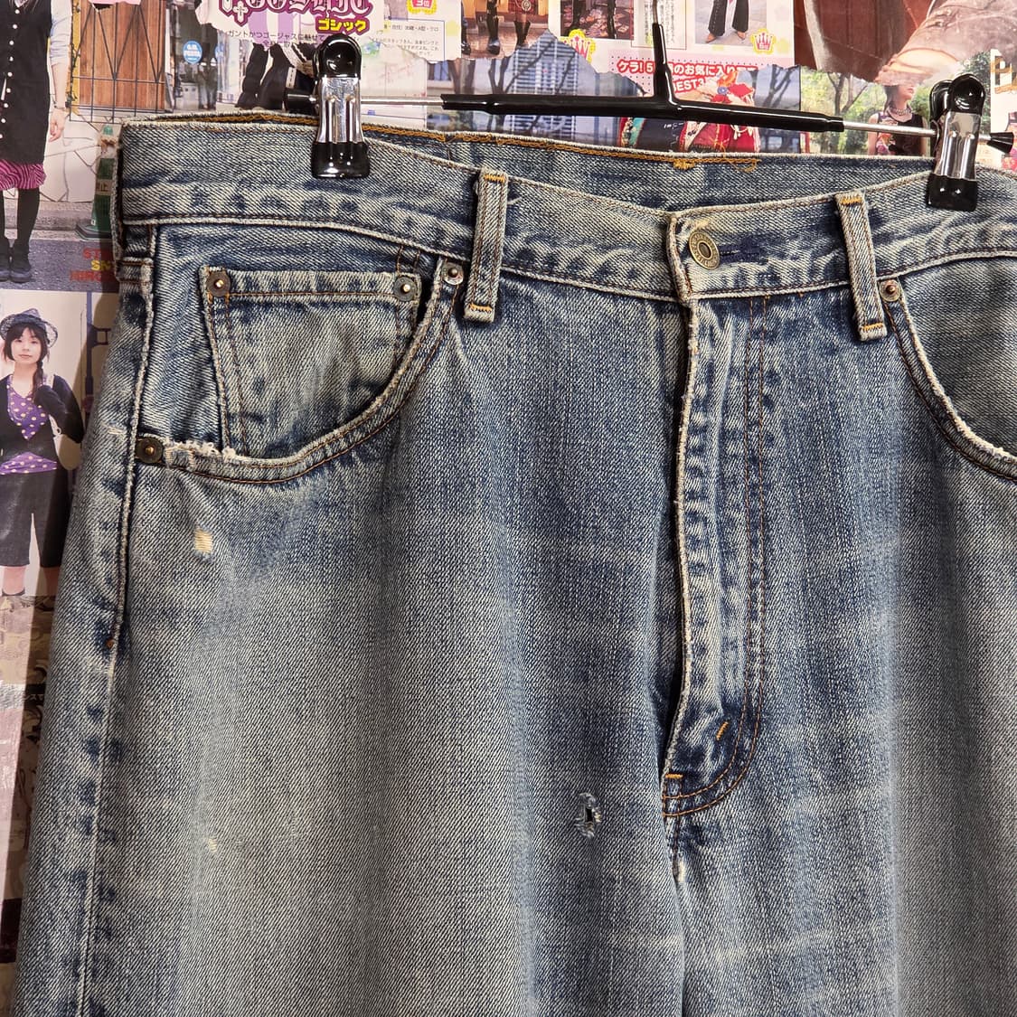 리바이스 JPN 504 디스 데미지 연청 데님 팬츠 상품이미지7