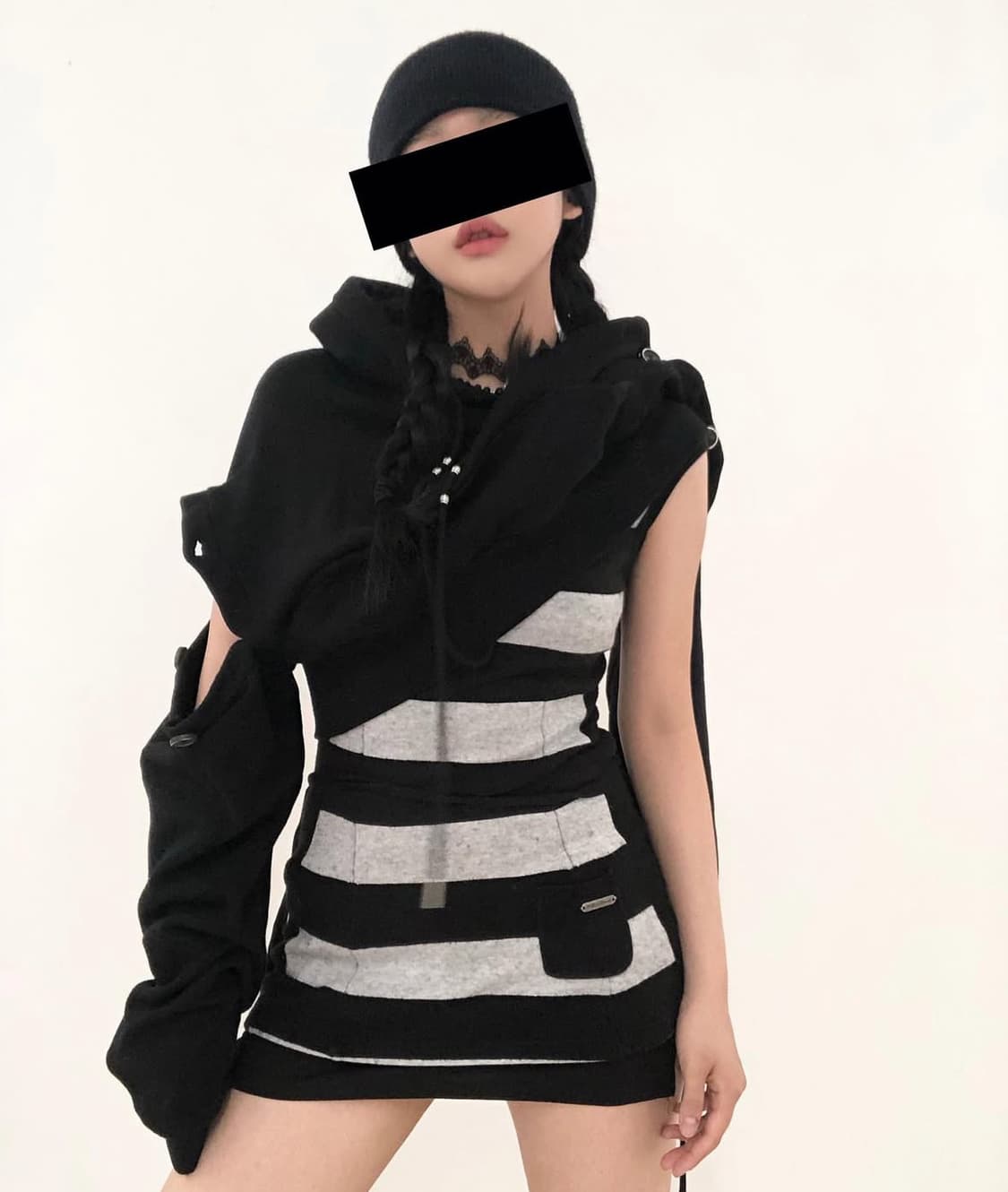 toyosat 빈티지 후드 컷아웃 후드티 펑크 y2k 와투케 서브컬쳐 상품이미지2