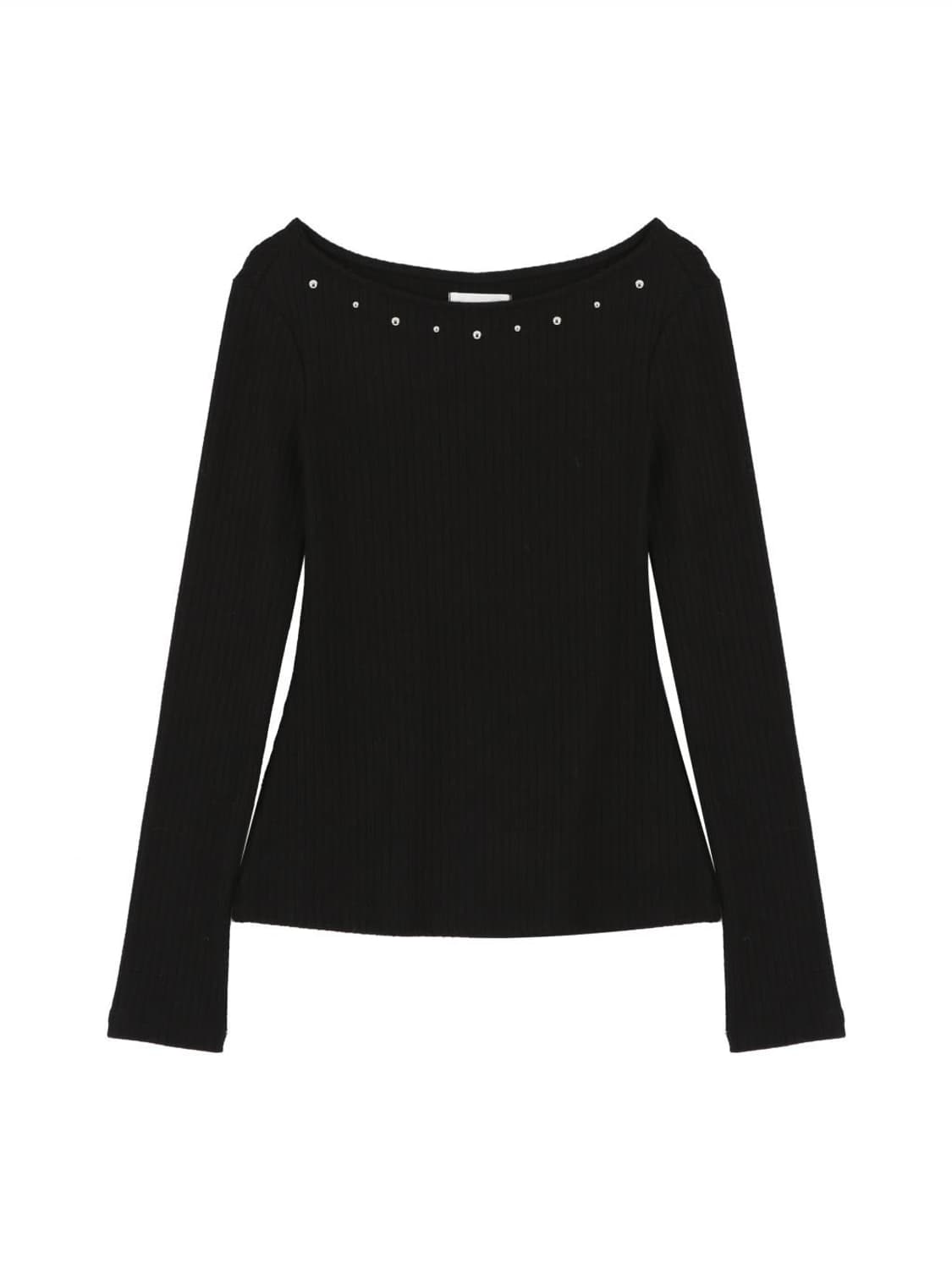 아수라 스터드 보트넥 티 블랙  상품이미지1
