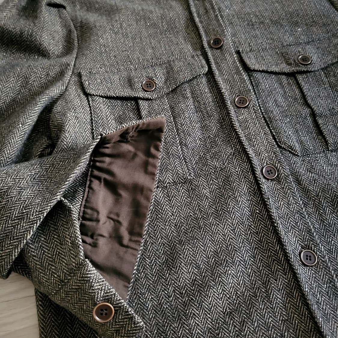 헤링본 울 셔츠 새상품 상품이미지4