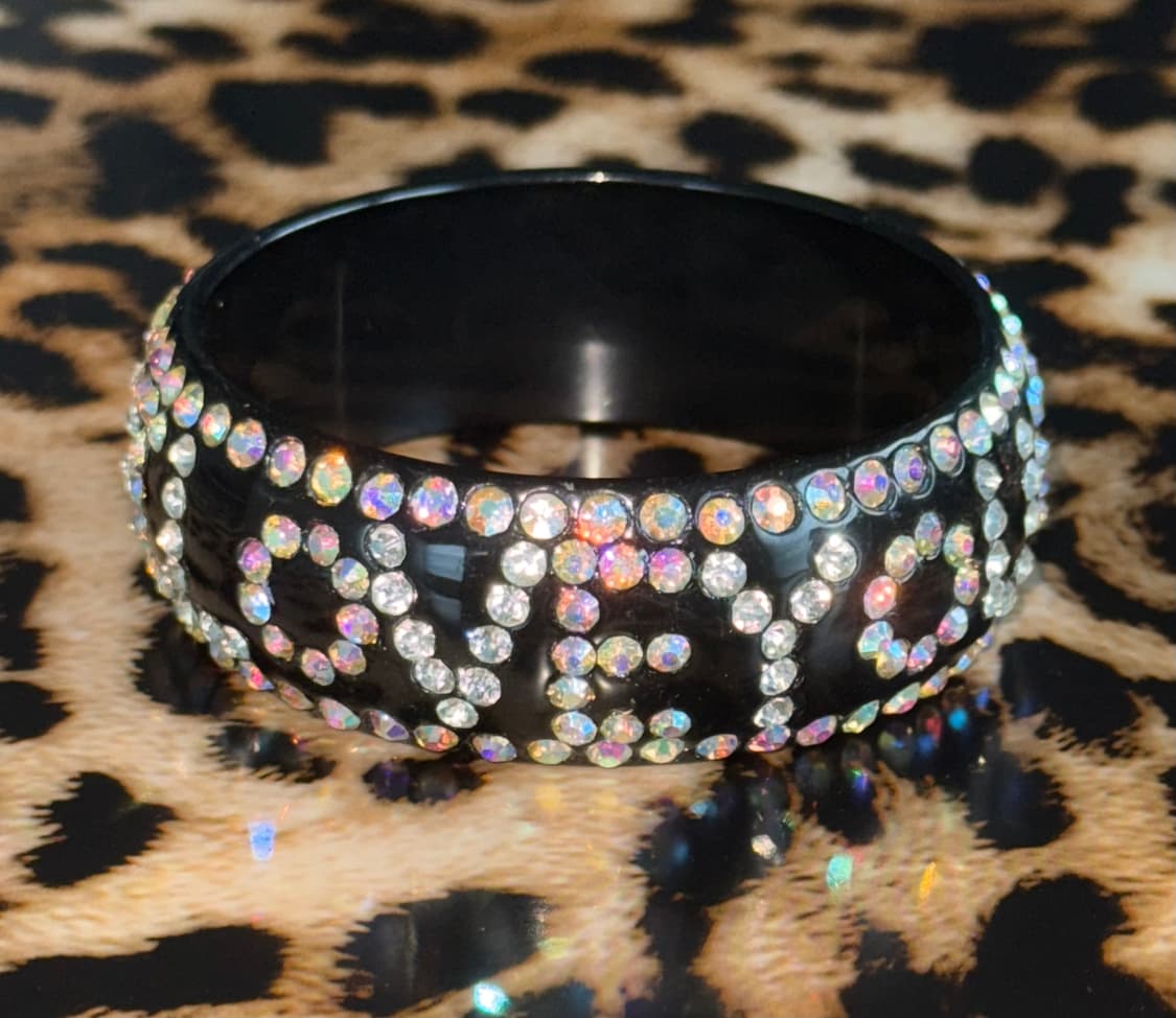 I LoVE YoU ♡ 갸루 펑크 emo 큐빅 블랙 뱅글 팔찌 상품이미지1