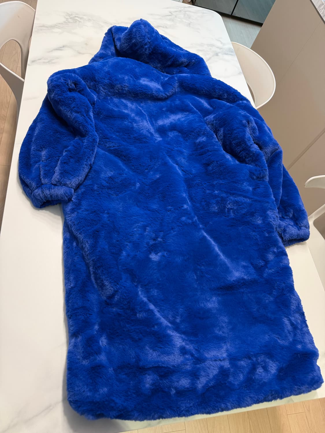 블루 퍼 코트 M 새상품 상품이미지10