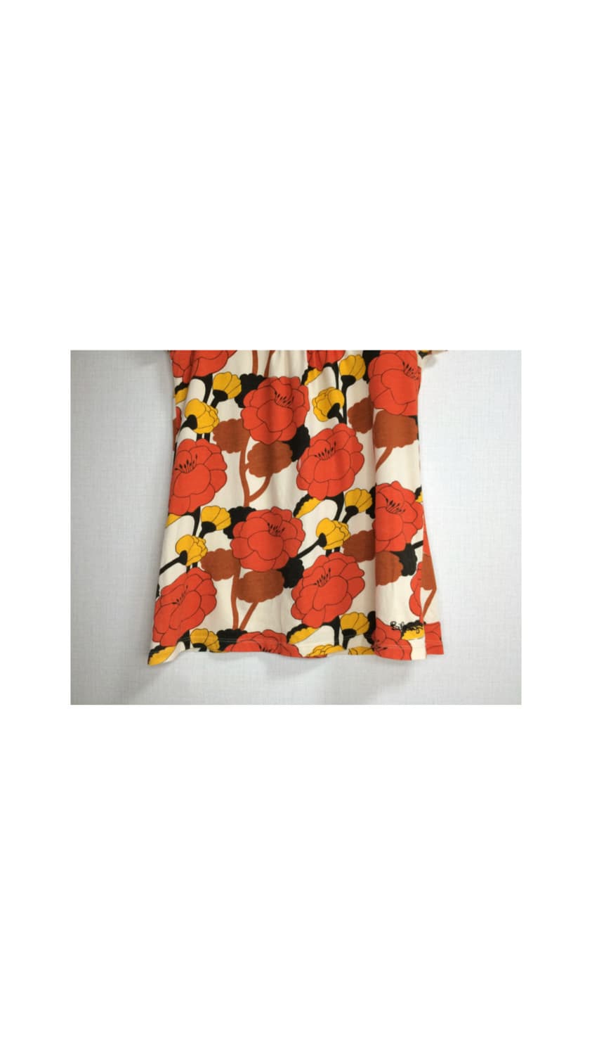 빈티지 오렌지 플라워 프린팅 반팔 티셔츠 상품이미지3