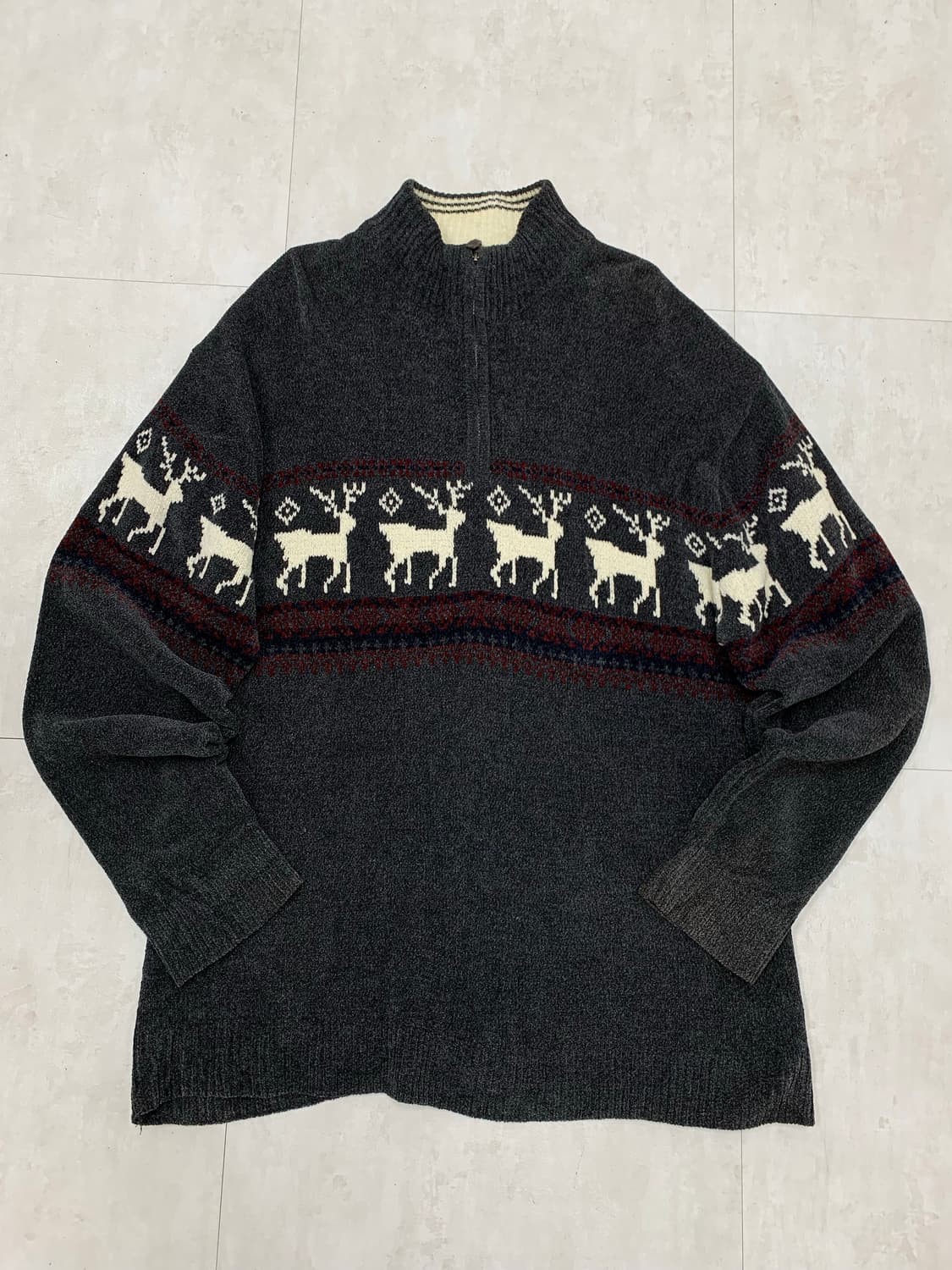 Asnas 패턴 반집업 니트 #407 상품이미지1