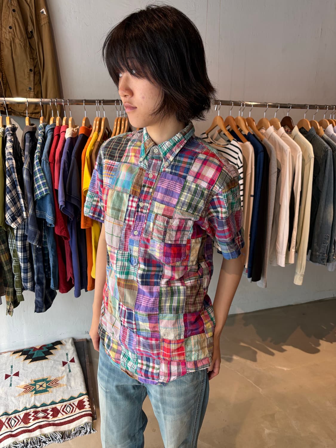 L.A. Express 체크 패치워크 셔츠 L 상품이미지3