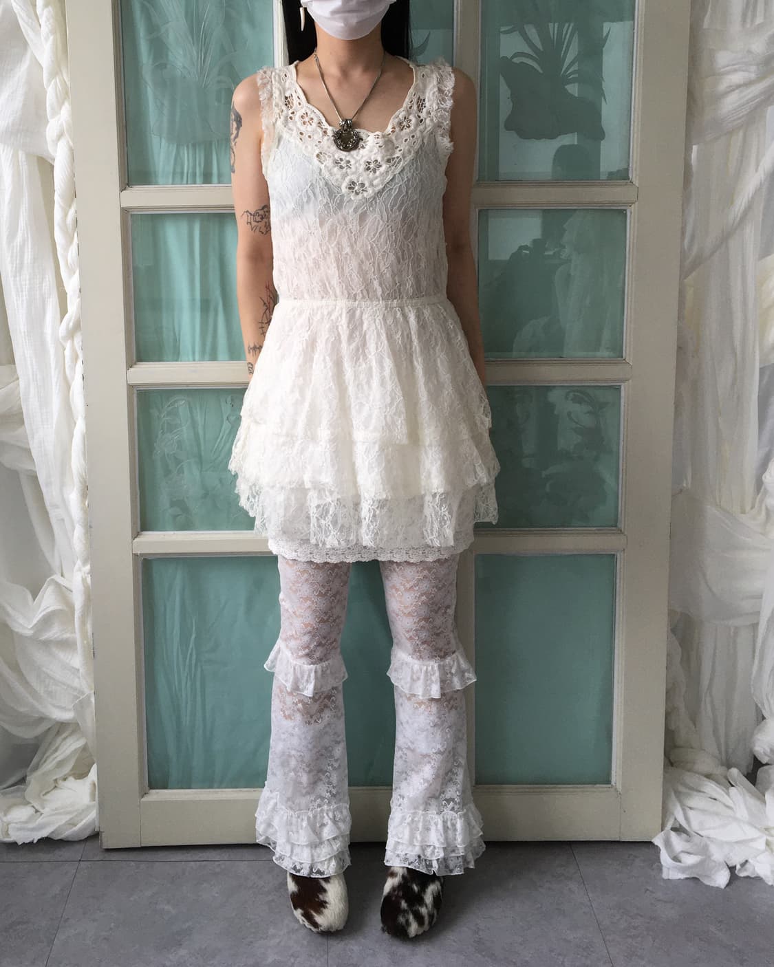 Crochet point lace sleeveless onepiece 상품이미지1