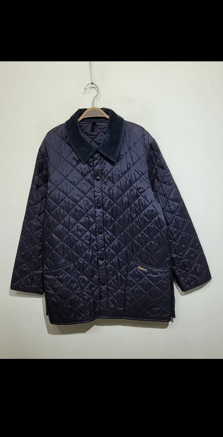 (XL) 바버 퀼팅자켓 네이비 누빔점퍼 코듀로이 카라넥  상품이미지1