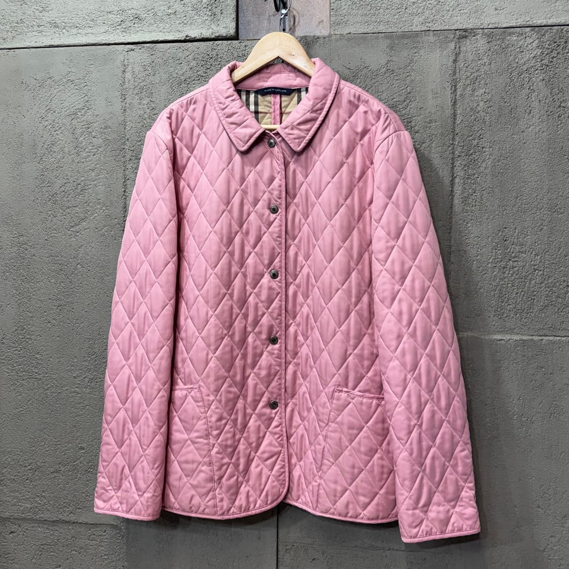버버리 우먼스 핑크 퀼팅 자켓 made in ENGLAND (L)   상품이미지1