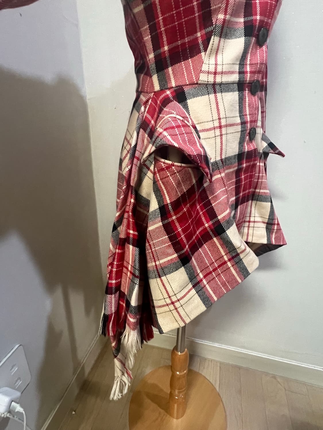 장폴고티에 빈티지 레어템 타탄 체크 술 디테일 자켓 S 상품이미지5