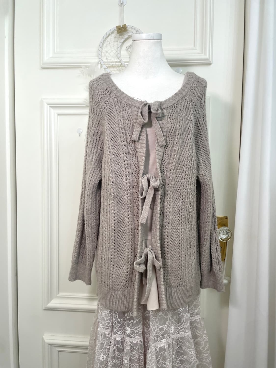 SM2 lavender gray bow point cardigan 상품이미지1