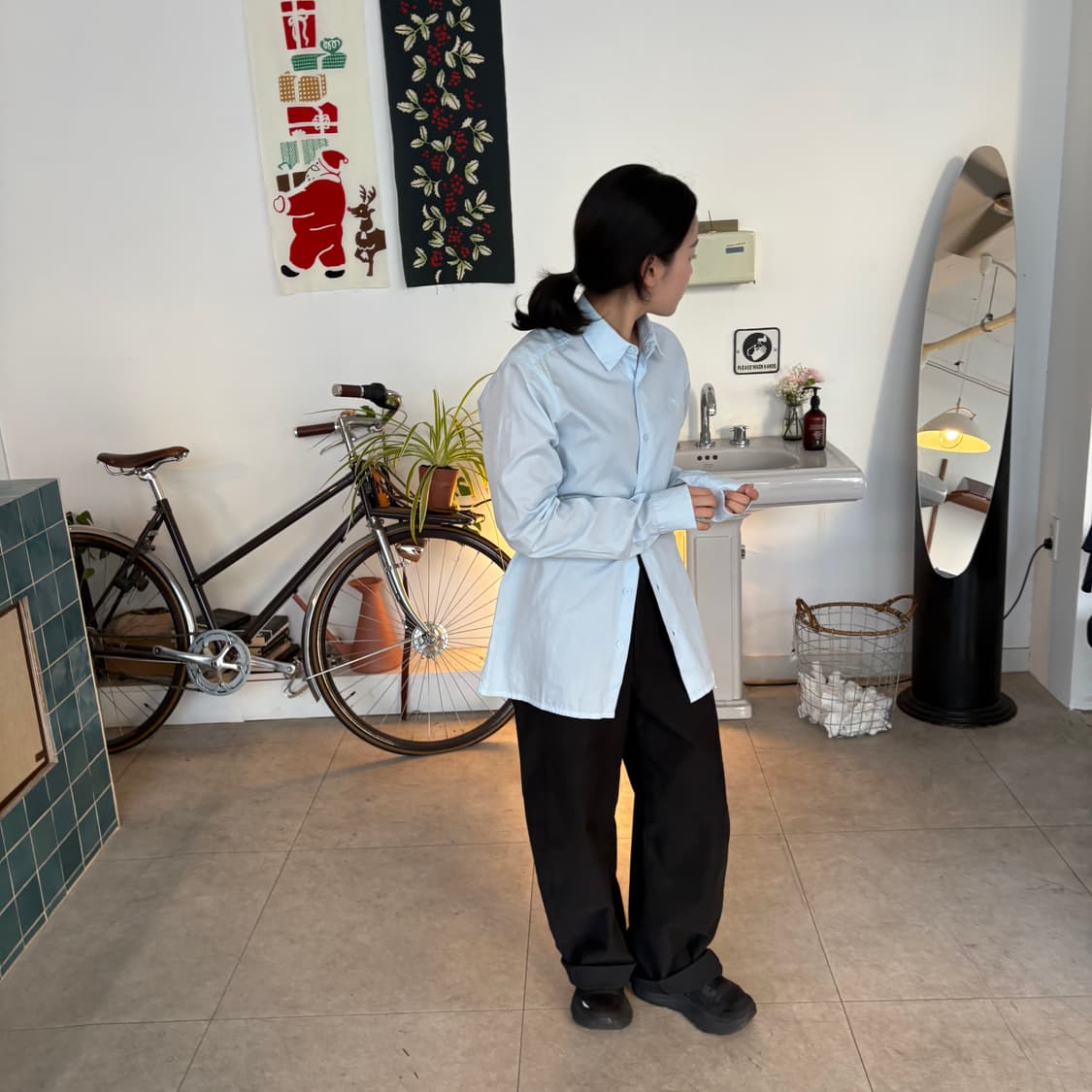 라프시몬스 스몰 R 로고 셔츠 상품이미지2