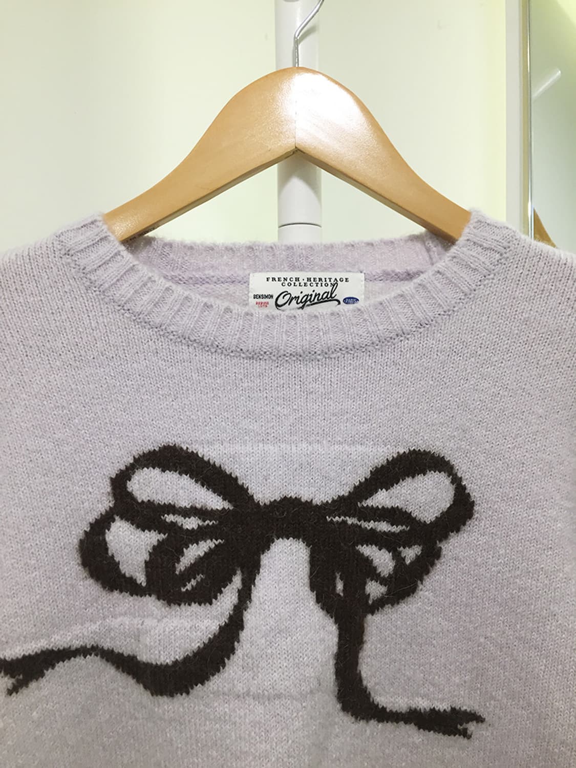 여성 빈티지 리본자수 크롭니트 100 상품이미지4