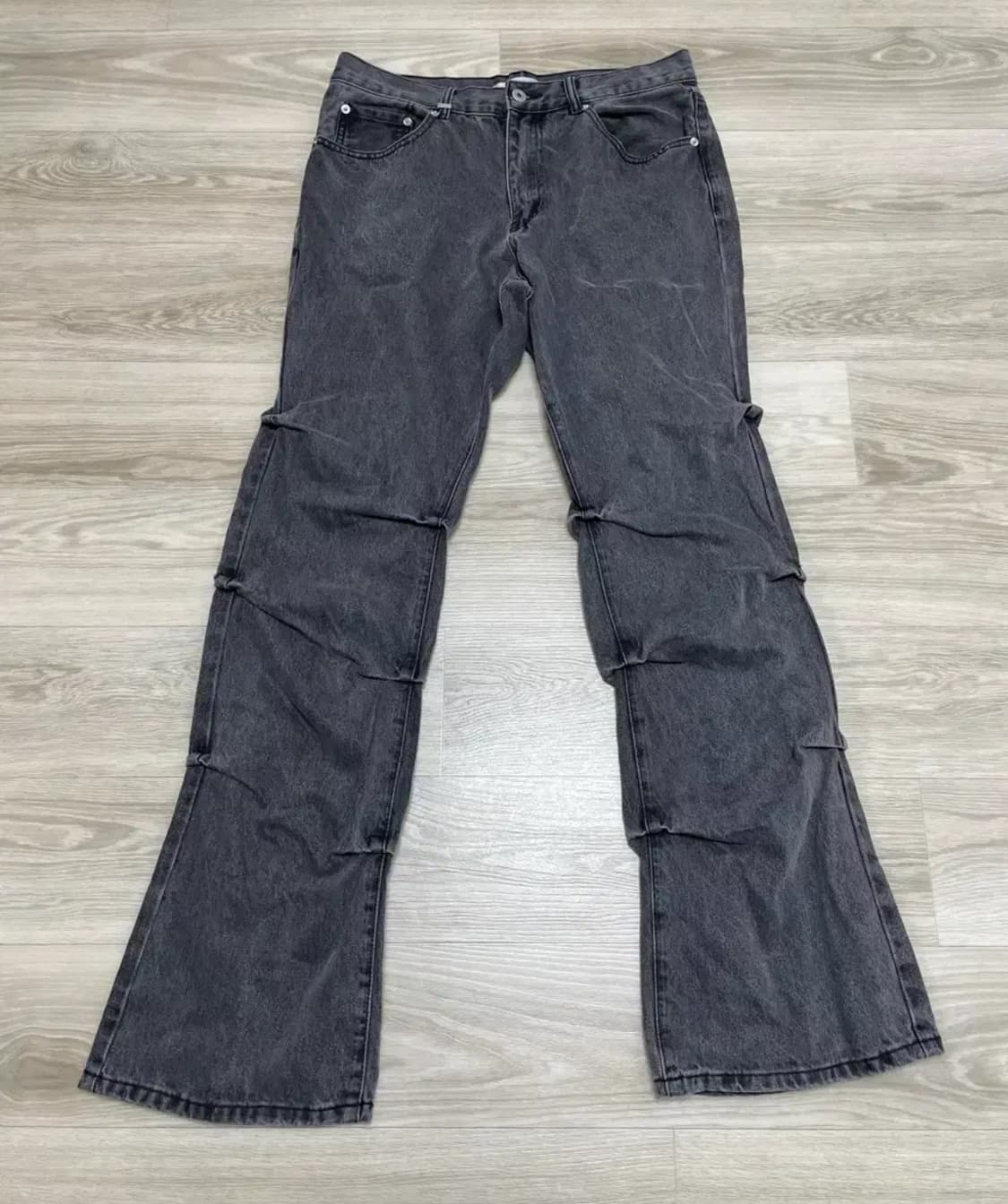 슬로우애시드 턱 플레어 데님 팬츠 그레이 L 상품이미지4