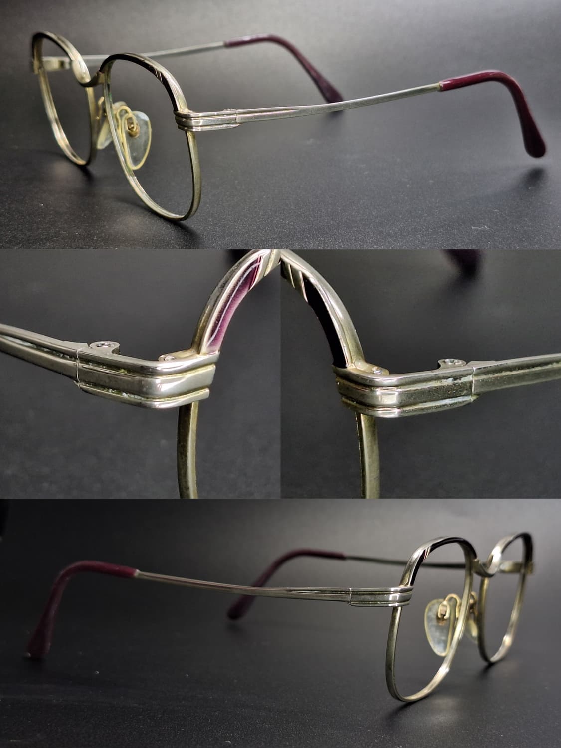 90s 일본 빈티지 메탈 엠보싱 퍼플 브로우 디자인 안경테/수입 패션 상품이미지4