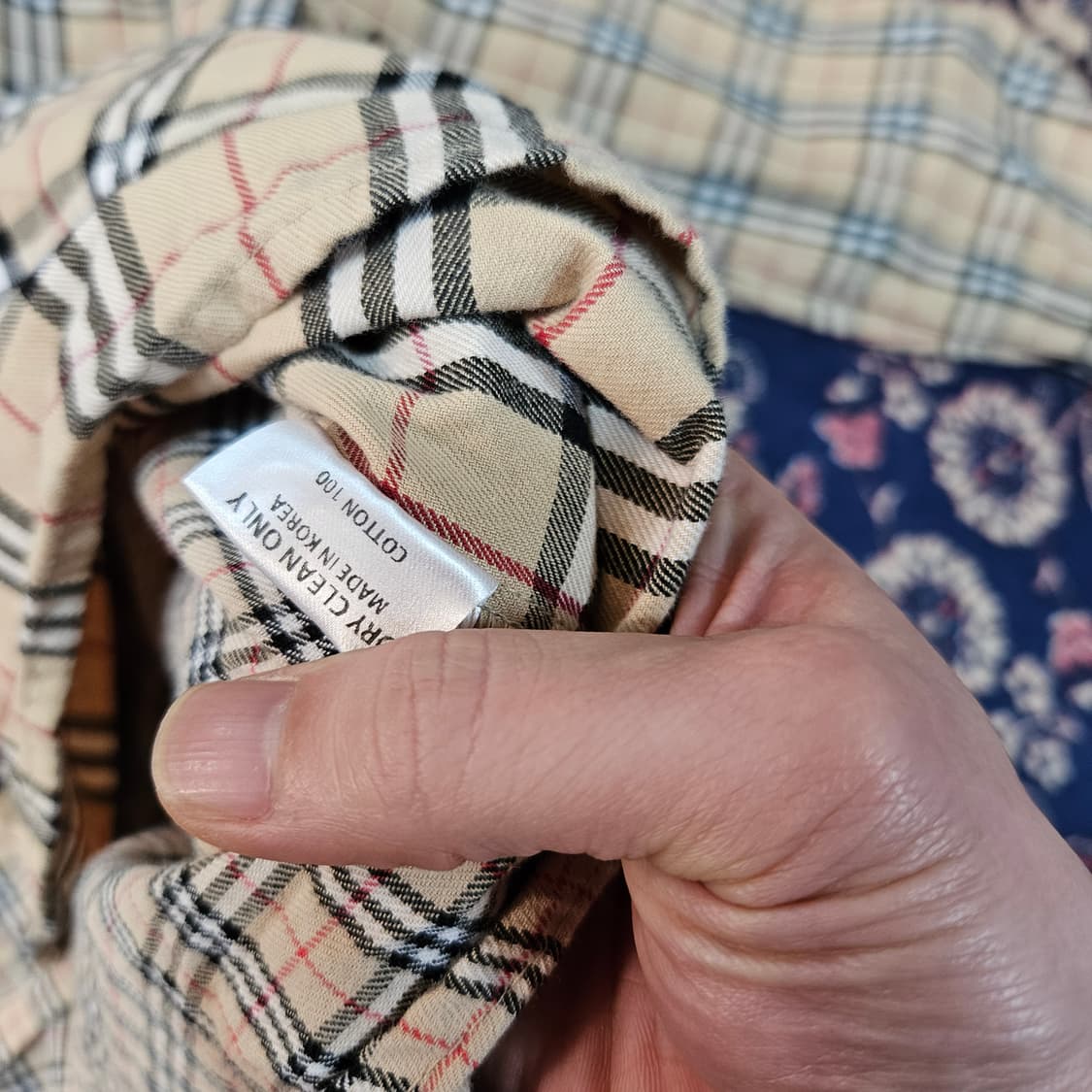 아조바이아조 베이지 체크 믹스 박시핏 셔츠 Free 상품이미지9