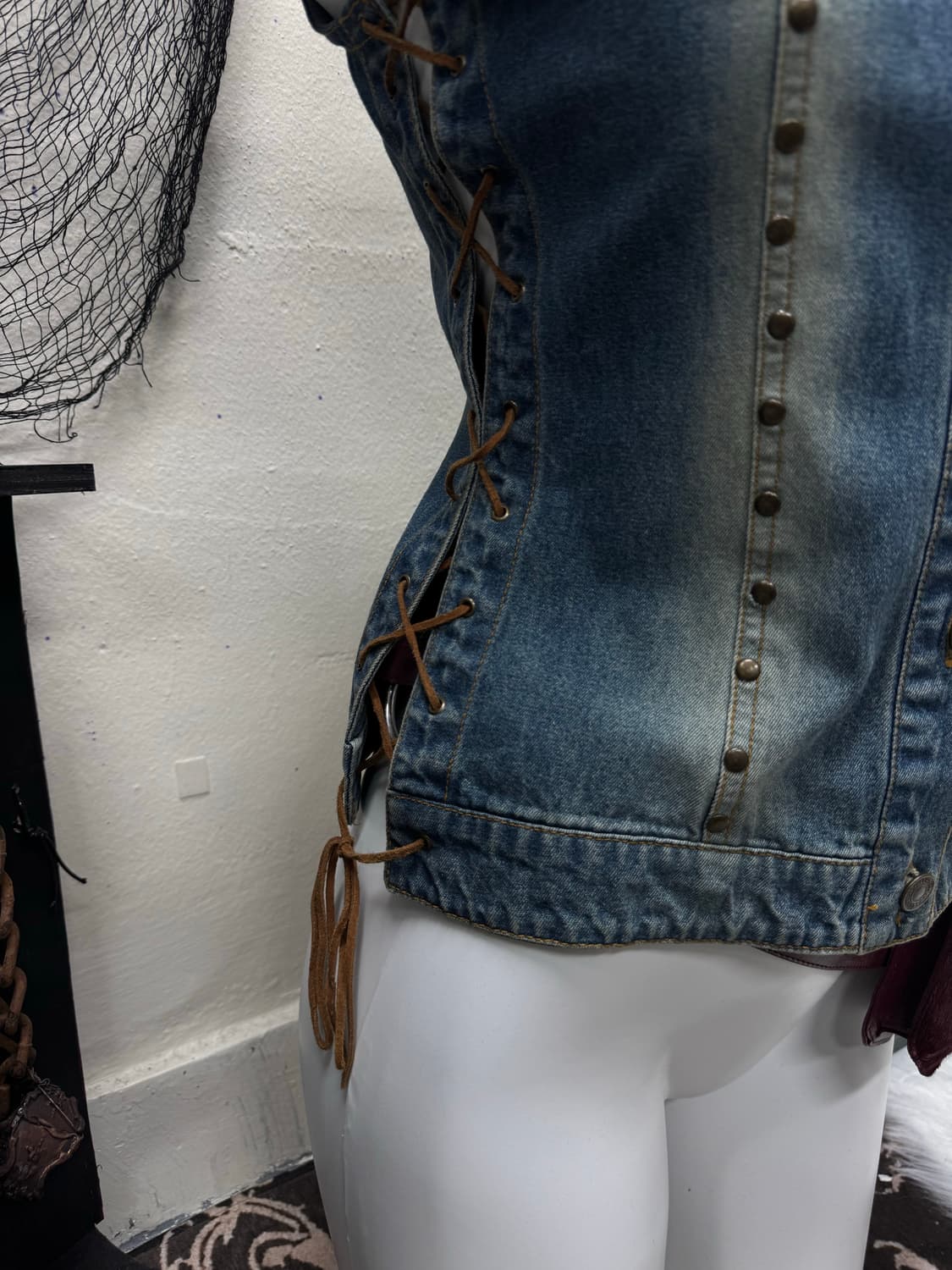 90s Swarm swede stud lace up western ves 상품이미지4