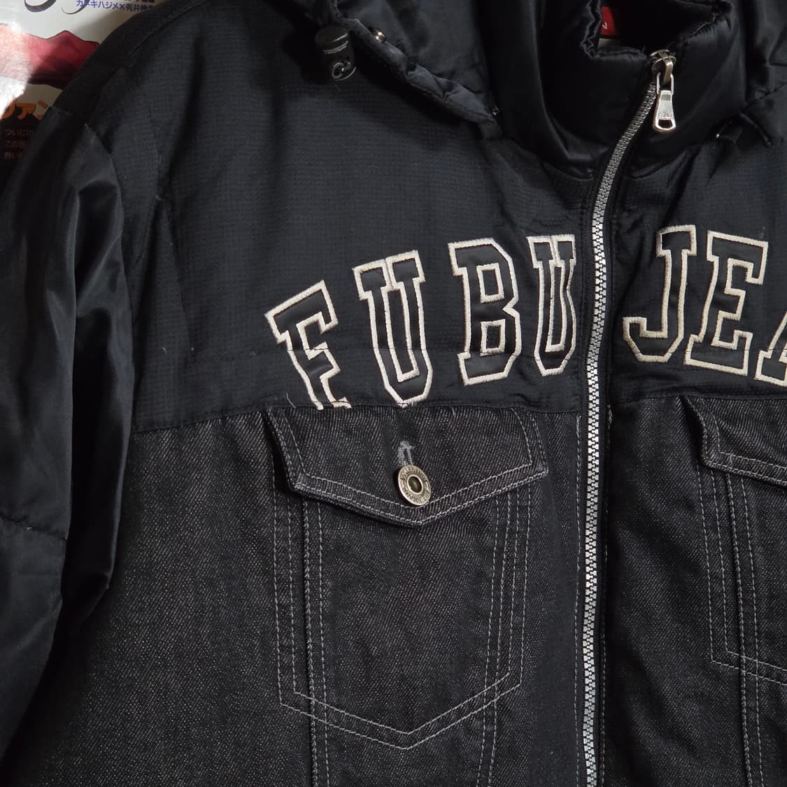 후부 올드스쿨 데님 배색 덕다운 후드 패딩 상품이미지4