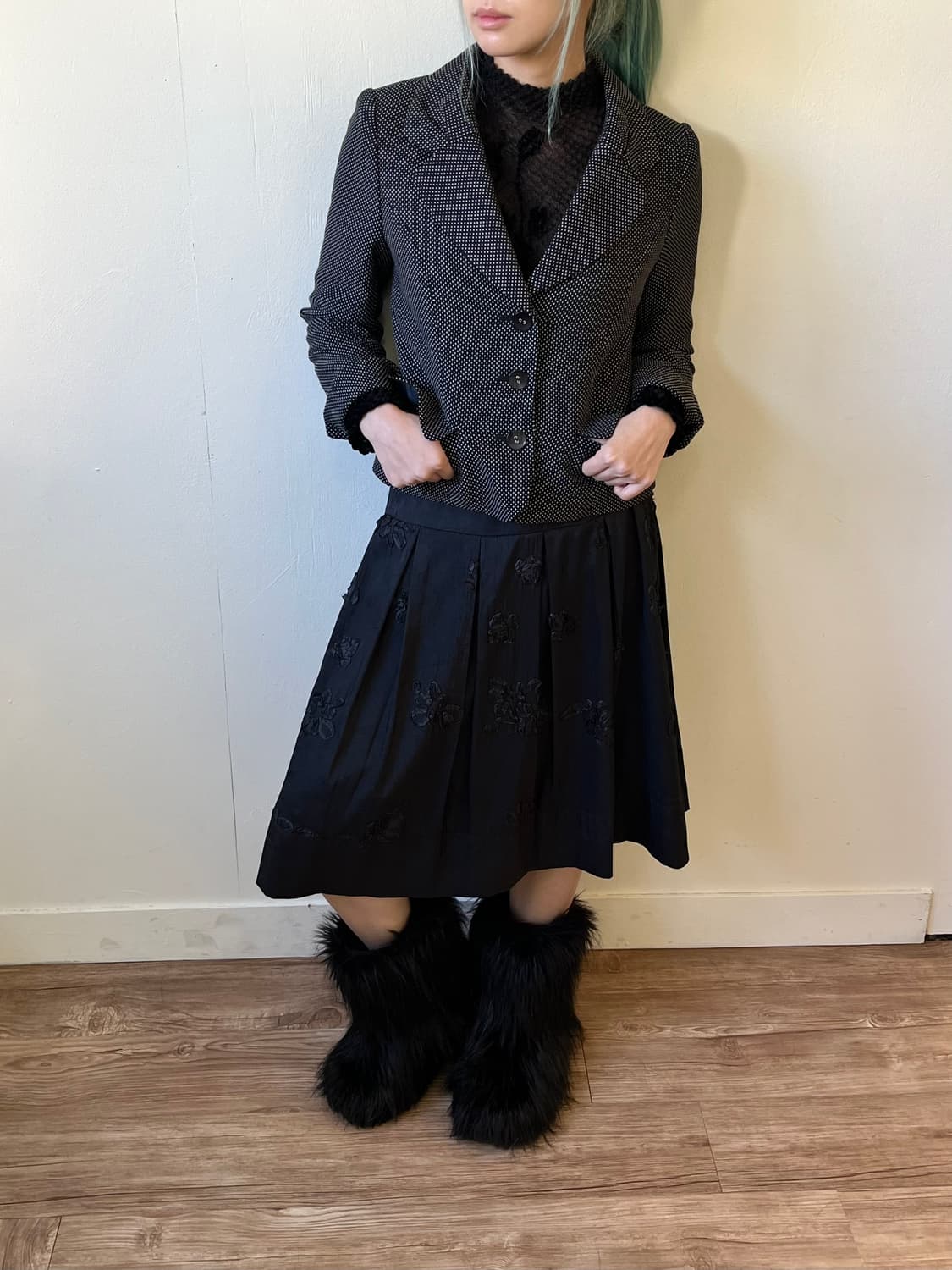 LA VORO ONE 도트 크롭 자켓  상품이미지6