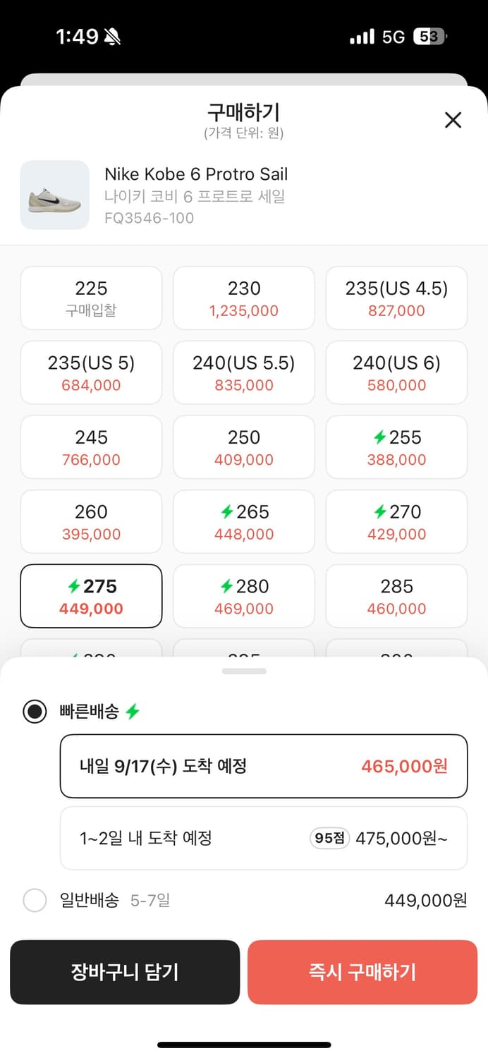 코비 6 세일 미사용 완전 새상품 275mm 상품이미지4