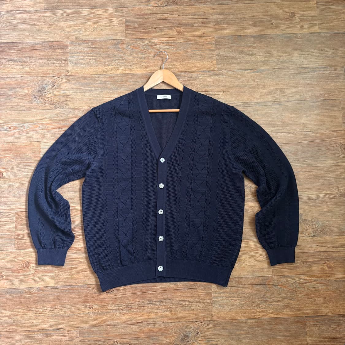 헤지스 빅사이즈 니크 가디건 110 120 다크네이비 그물 소재 상품이미지1