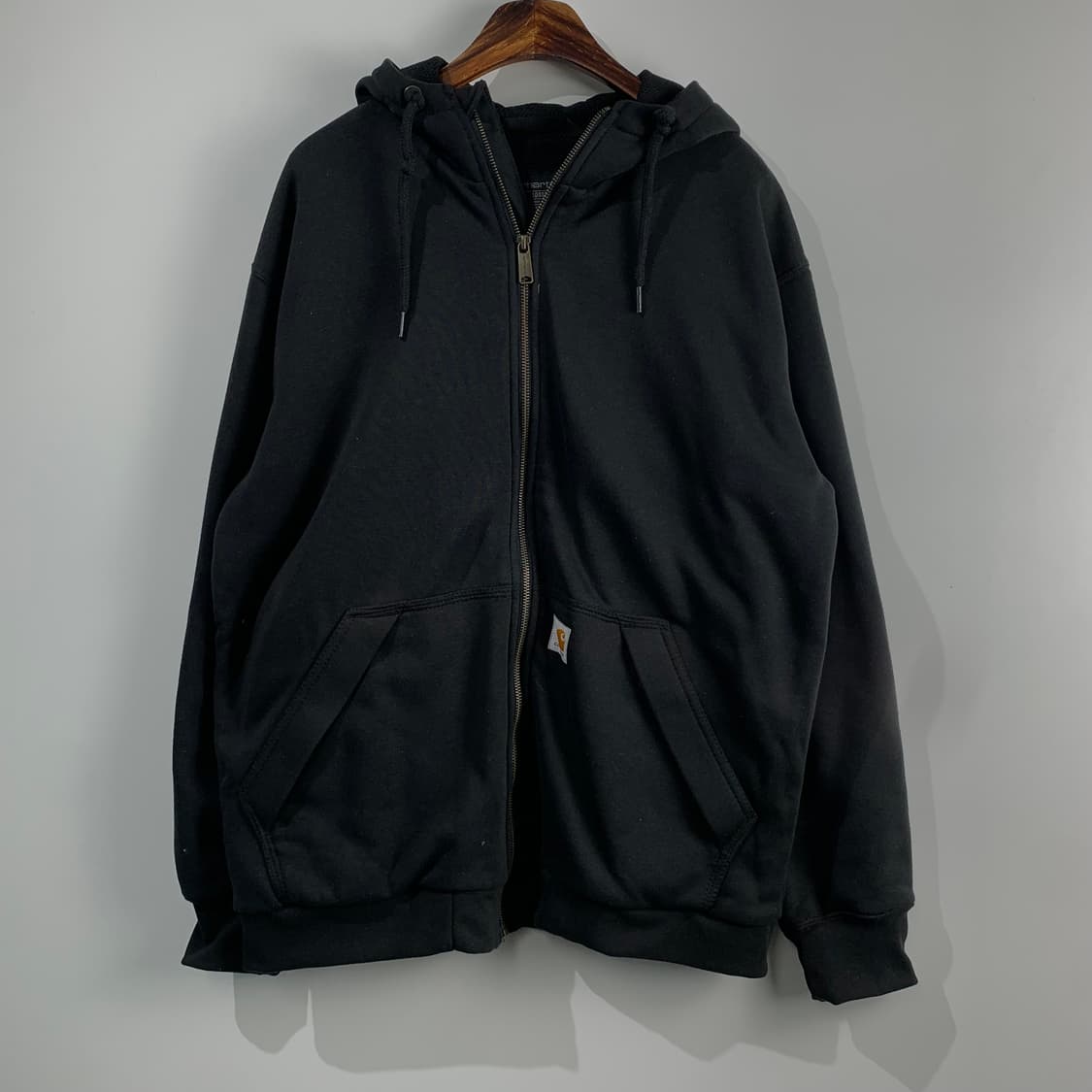 칼하트 로고 블랙 써멀 후드집업 상품이미지2
