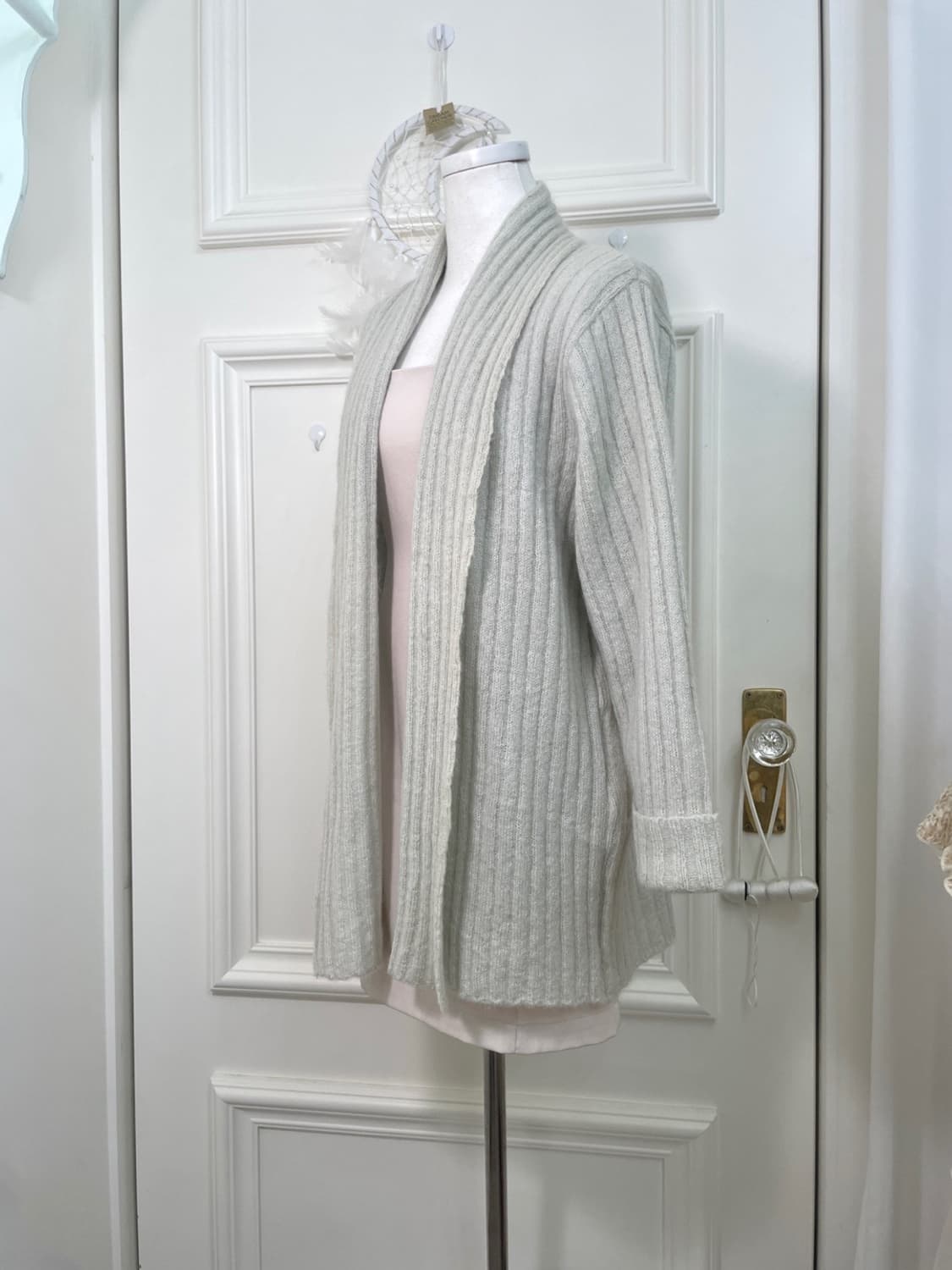 sheer green open collar cardigan 상품이미지2