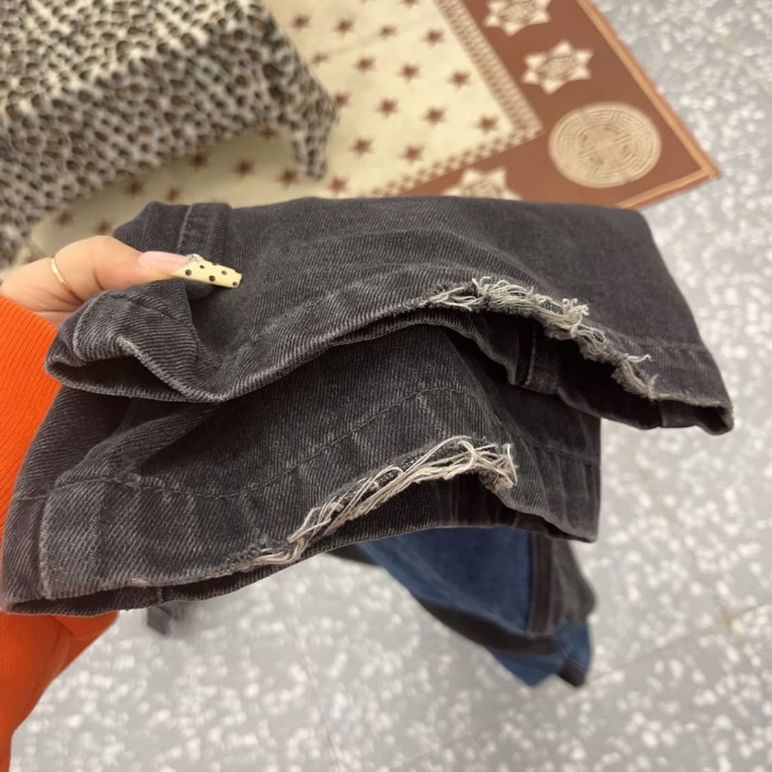 꼼파뇨 빈티지 스트릿 힙합 절개 패치워크 데님팬츠 S C09679 상품이미지7