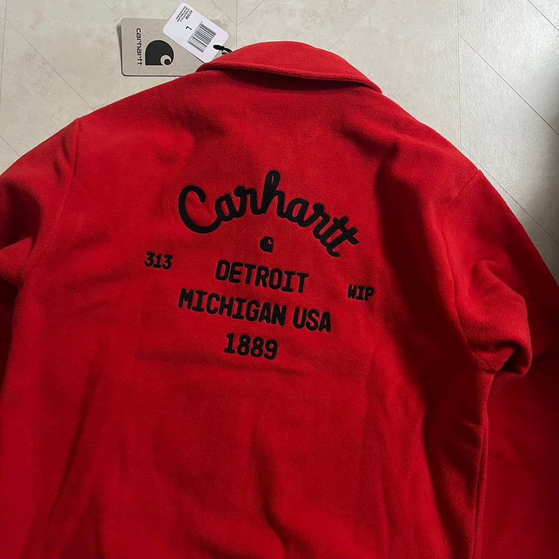 새상품(L)칼하트WIP 로고 데니스 플리스 자켓 프레임스칼렛 상품이미지3