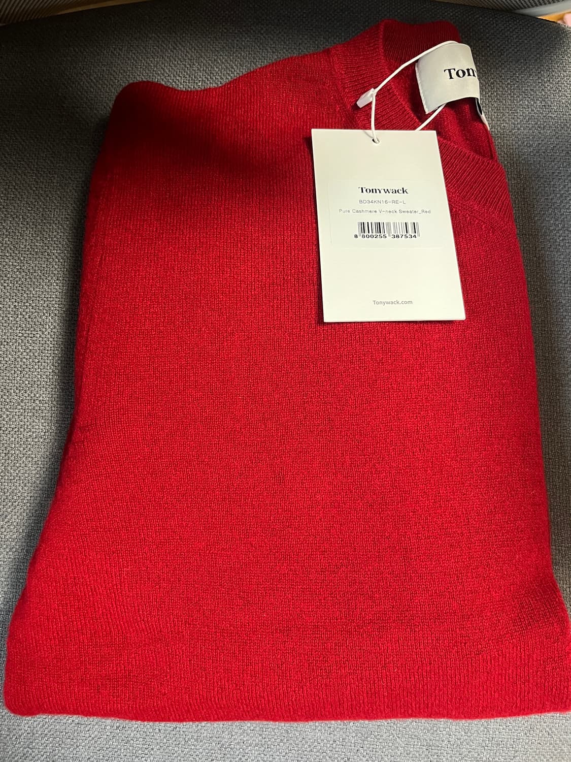 토니웩 퓨어 캐시미어 브이넥 스웨터 L 상품이미지1