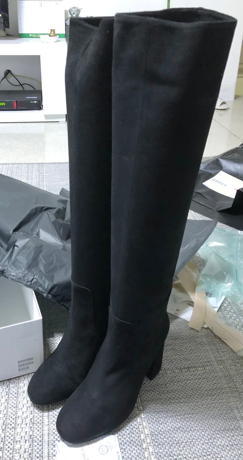 앤아더스토리즈 스웨이드 롱부츠힐 블랙 상품이미지5