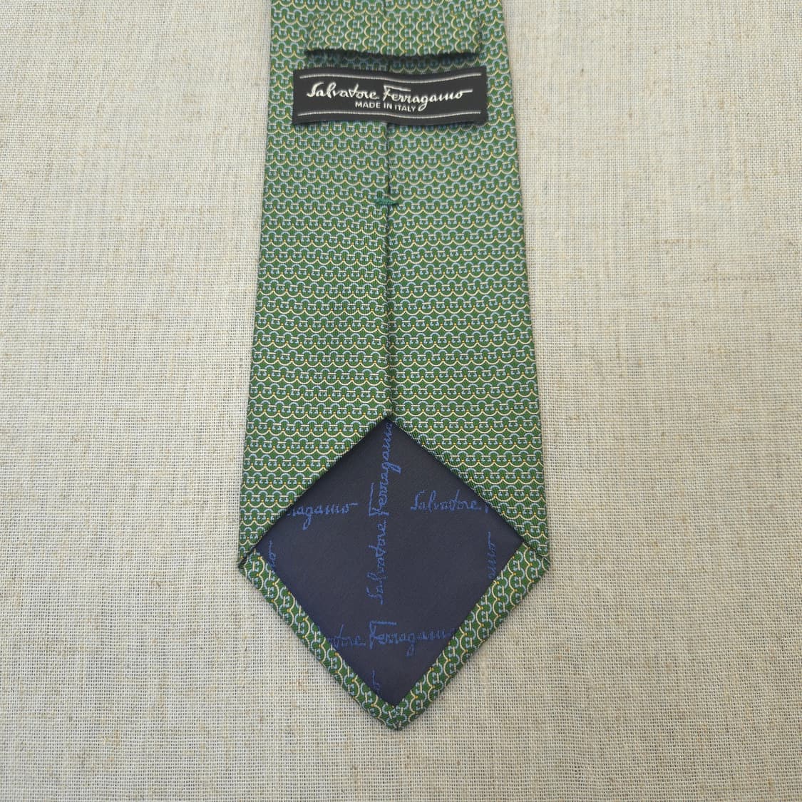 페라가모 실크 넥타이 그린 패턴 상품이미지7