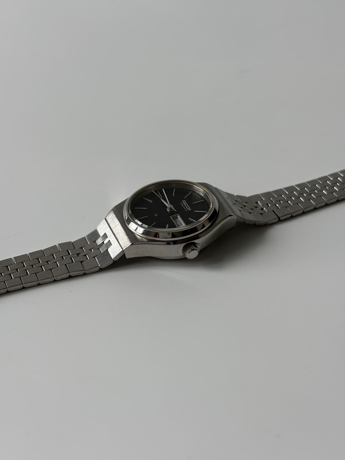 리코 1980년대 블랙 다이얼 실버 오벌 쿼츠 여성 상품이미지5