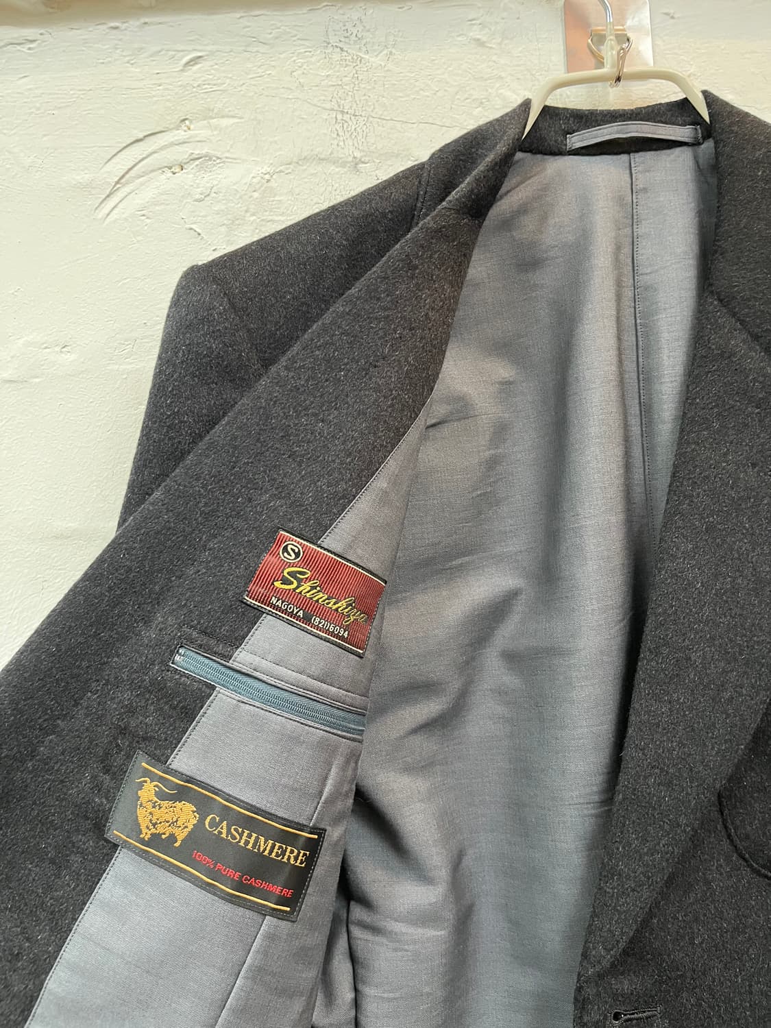 Shinshiya 나고야 차콜 그레이 캐시미어 블레이저 M 상품이미지3