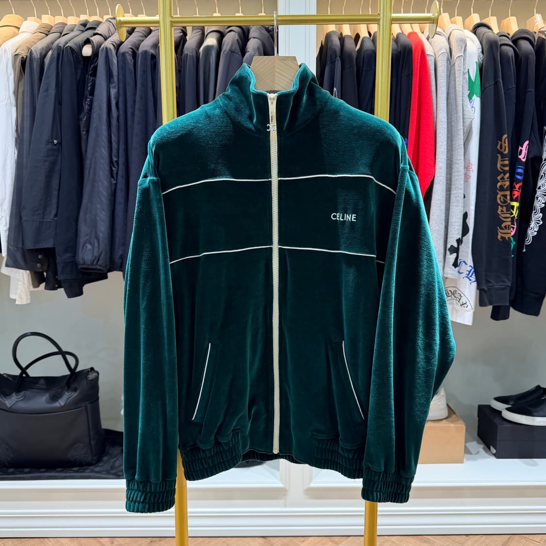 XS사이즈 / 셀린느 벨벳 트랙자켓 집업 그린  상품이미지1